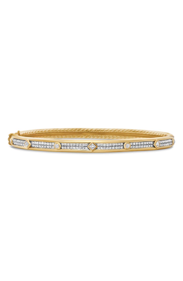 David Yurman Modern Renaissance Bangle Bracelet in 18K Yellow Gold with Full Pavé Diamonds, 4.5mm, Main, color, 18K Yellow Gold
