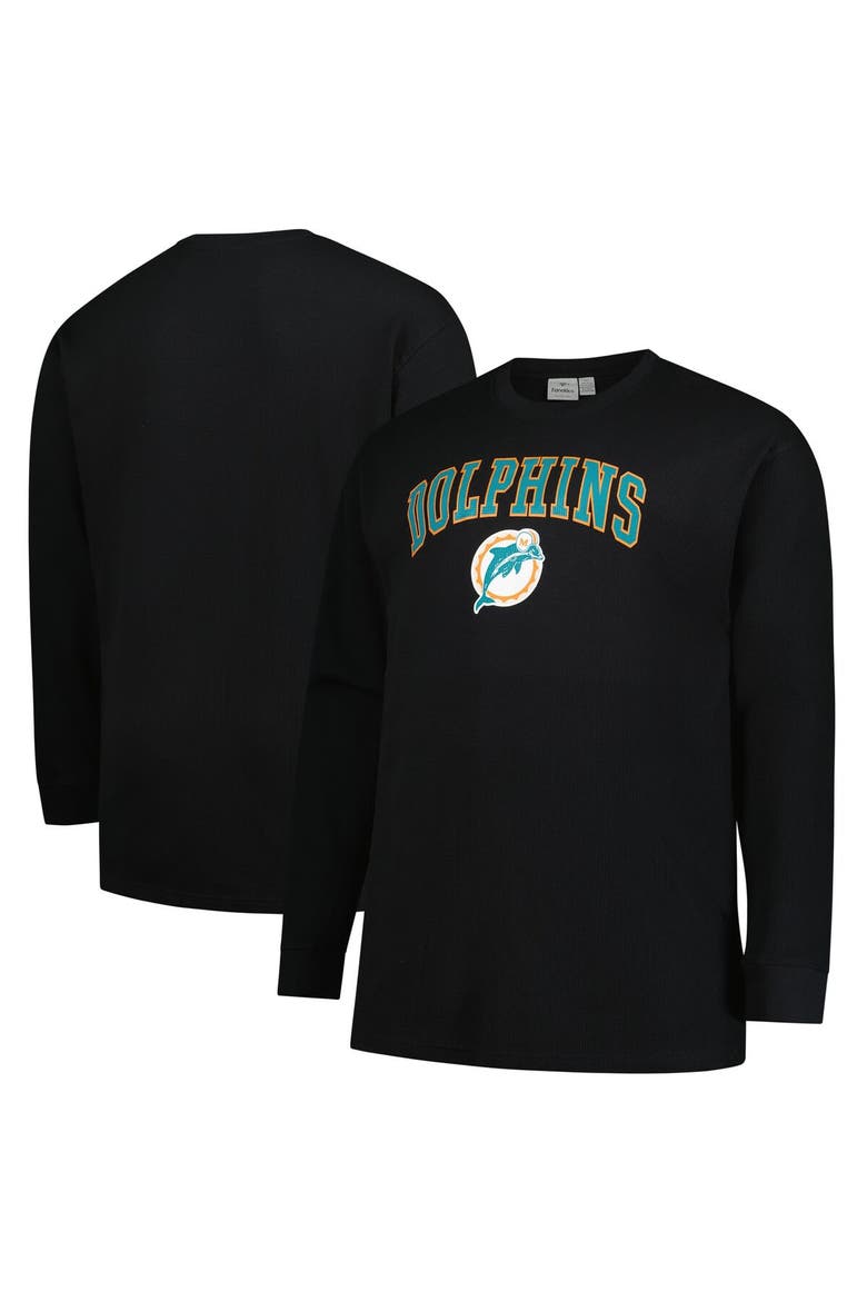 Men's Fanatics Black Miami Dolphins Big & Tall Throwback Thermal Long Sleeve T-Shirt, Main, color, Black