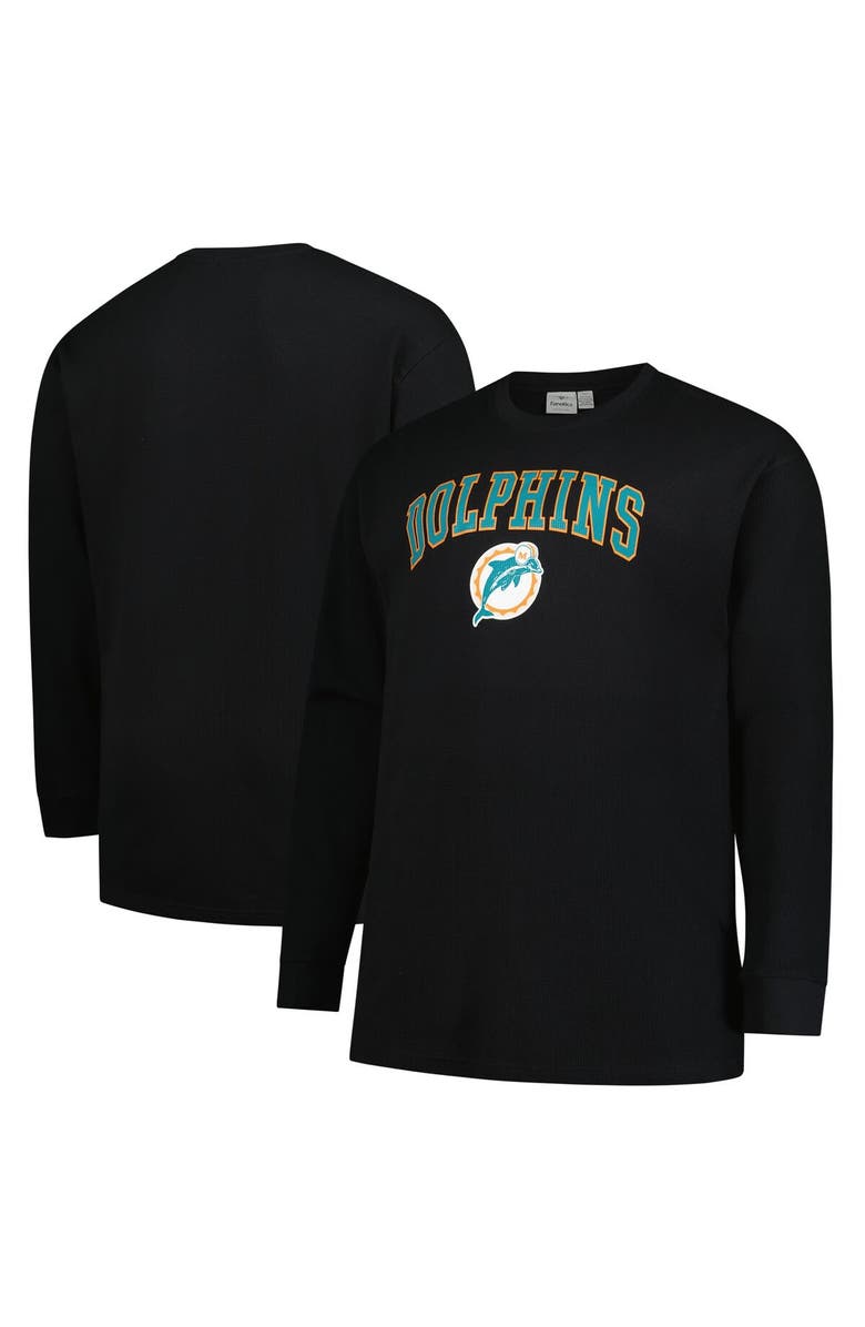 FANATICS Men's Fanatics Black Miami Dolphins Big & Tall Throwback Thermal Long Sleeve T-Shirt, Main, color, Black