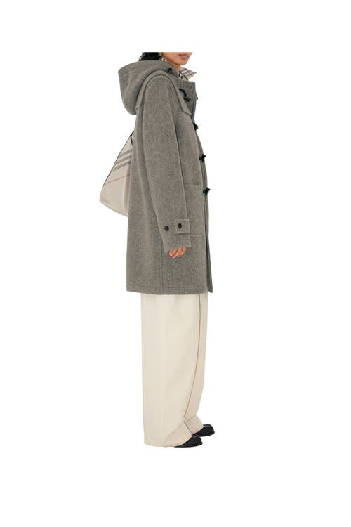 Burberry Wool Duffle Coat In Gray