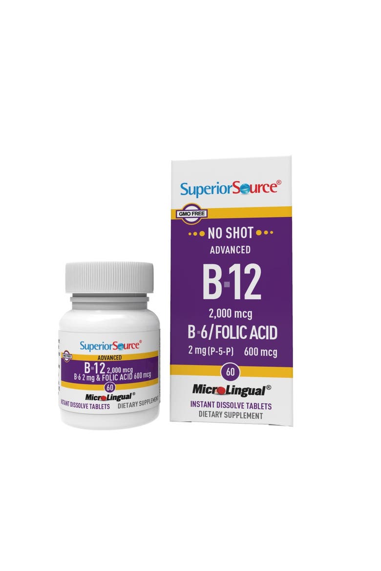 Advanced B-12 B-6 Folic Acid Sublingual Dissolving Tablets, Main, color, White