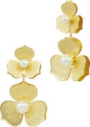 SAVVY CIE JEWELS Faux Pearl Mesh Flower Drop Earrings