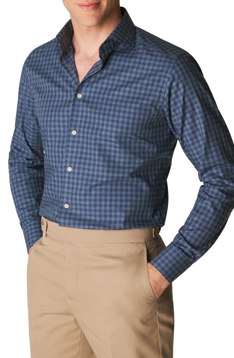 Eton Slim Fit Check Flannel Shirt, Main, color,