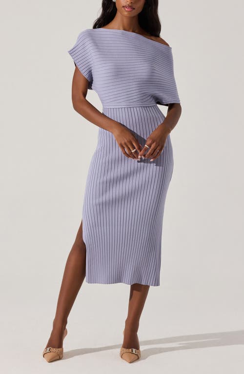 Astr The Label One-shoulder Wide Rib Sweater Dress In Periwinkle