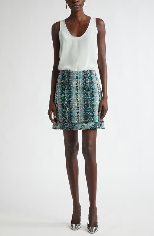 St John St. John Collection Foiled Eyelash Tweed Miniskirt In Juniper/aquamarine Multi