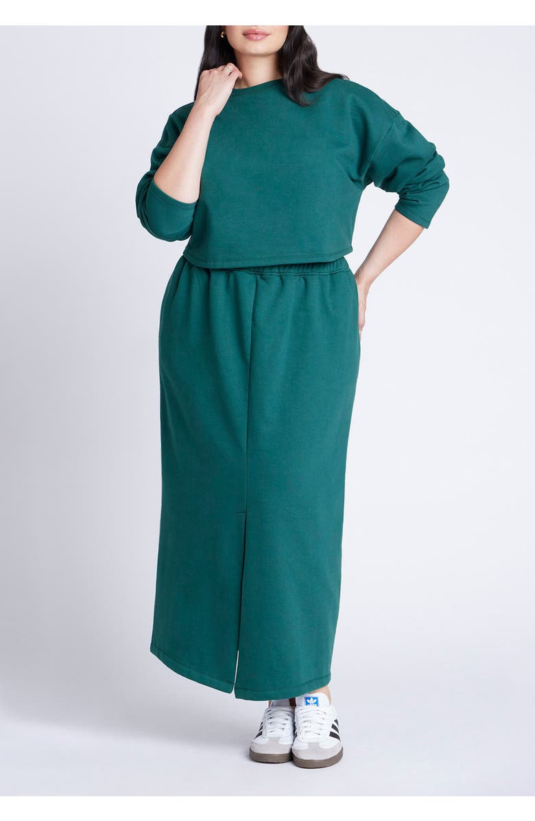 ELOQUII Oversized Cropped Sweatshirt, Alternate, color, Deep Pine Green