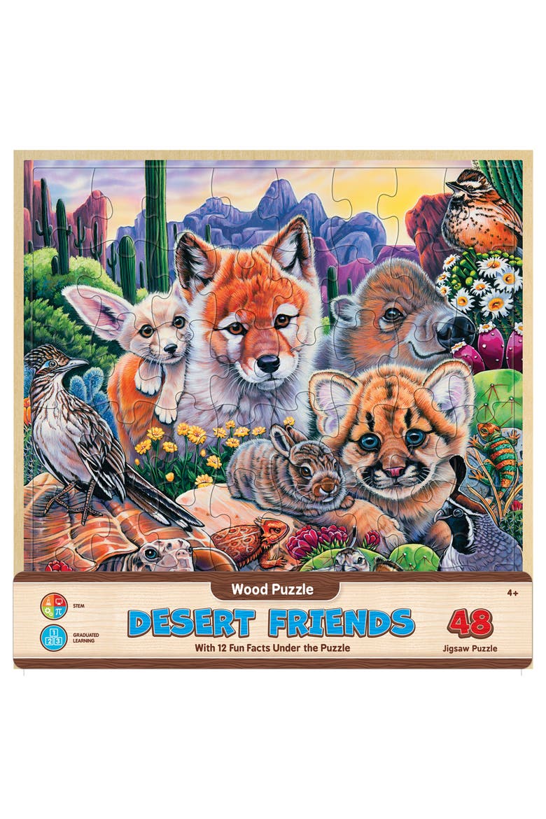 Desert Friends 48 Piece Wood Puzzle, Main, color, Multicolor