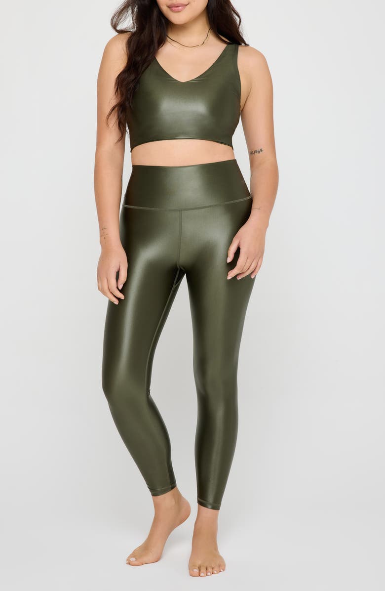 Spiritual Gangster Ada High Gloss Leggings, Alternate, color, Spruce
