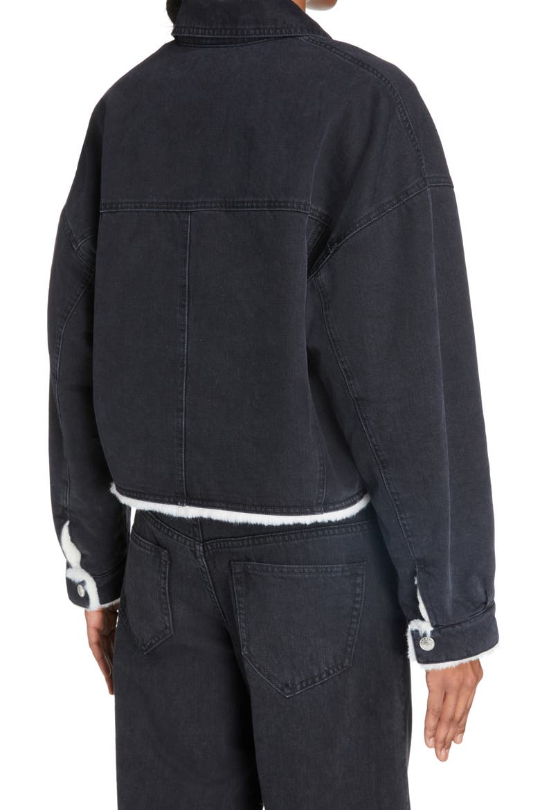 Paoleta Denim & Faux Shearling Jacket, Alternate, color, BLACK