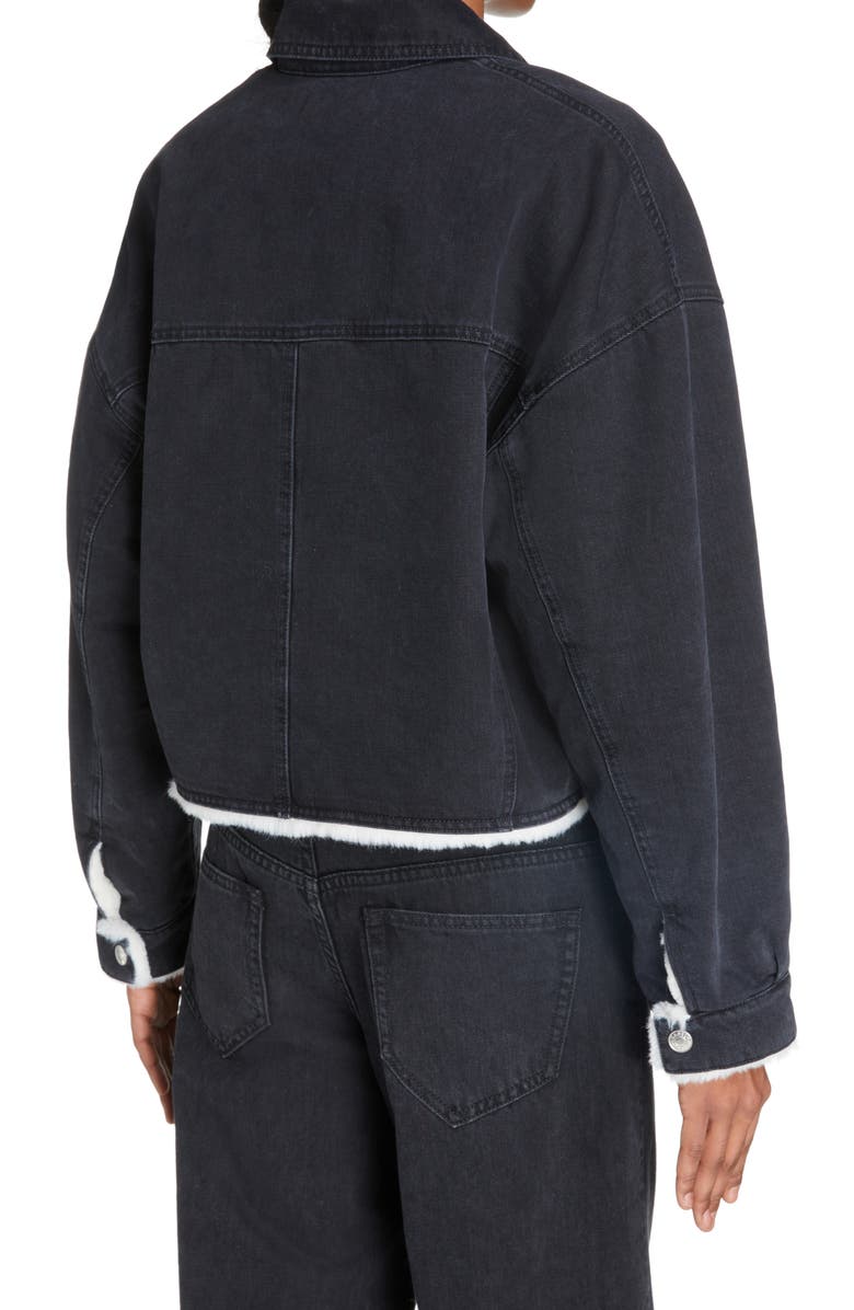 Isabel Marant Paoleta Denim & Faux Shearling Jacket, Alternate, color, 