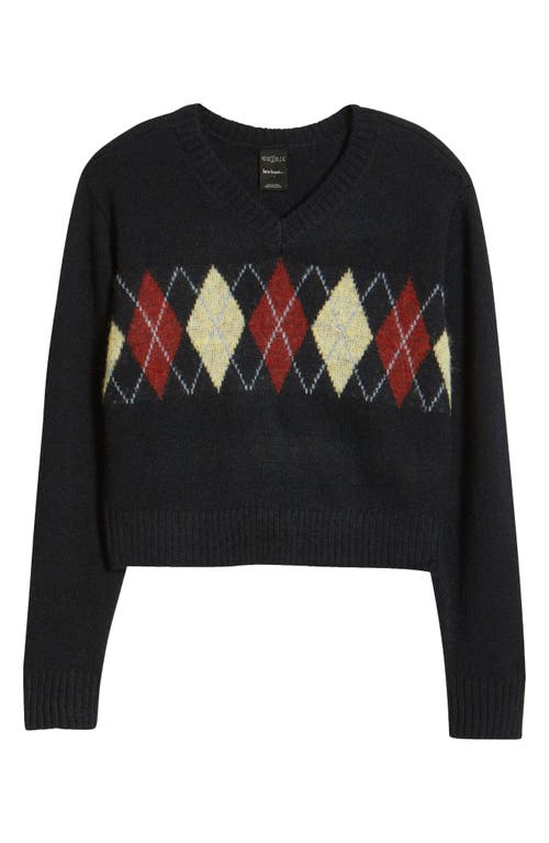 Iets Frans Argyl Boxy Sweater in Navy 