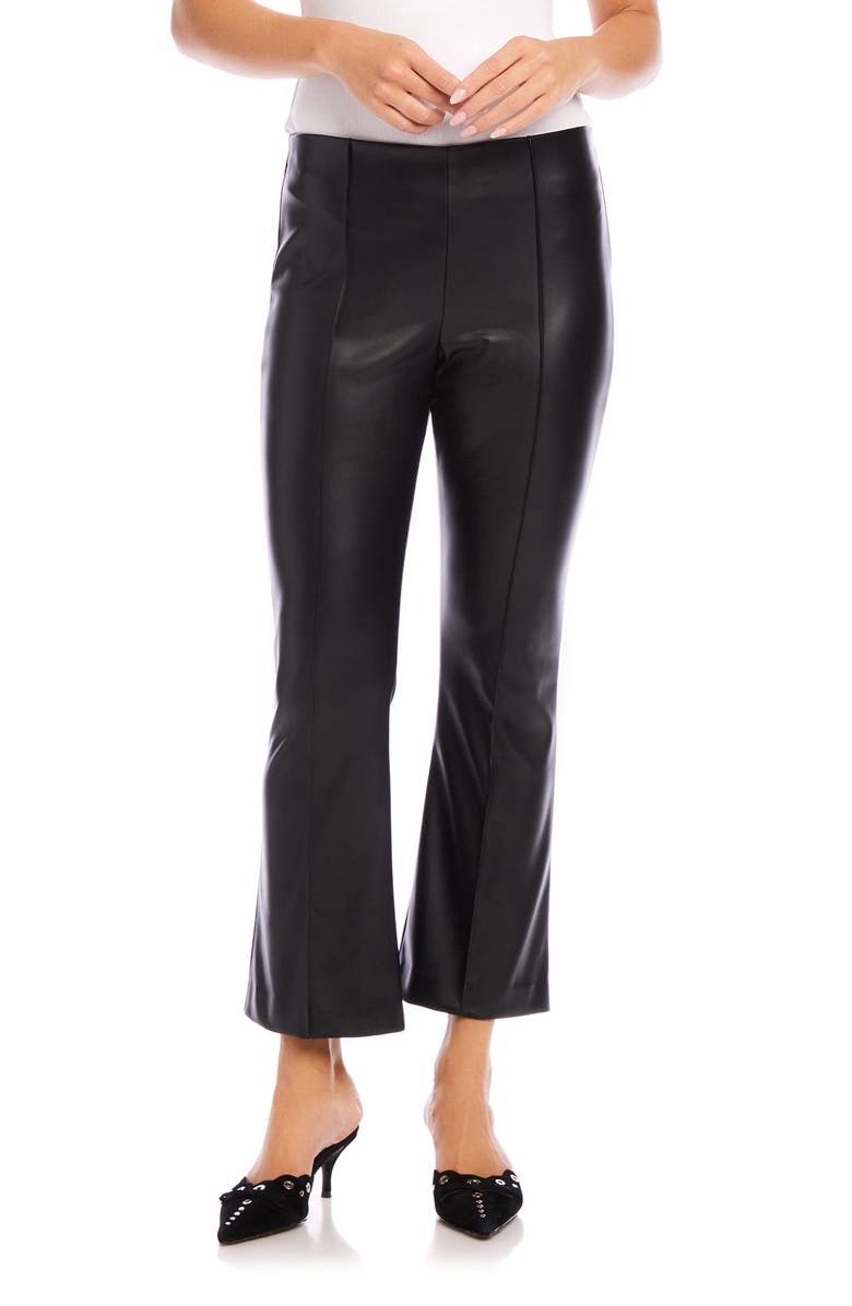 FIFTEEN TWENTY Sigourney Pintuck Crop Stretch Faux Leather Pants, Main, color, 