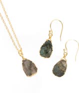 SAACHI Labradorite Stone Earrings & Necklace Set