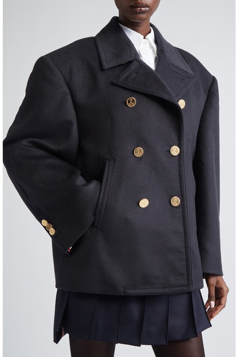 Oversize Cashmere Peacoat, Alternate, color, NAVY
