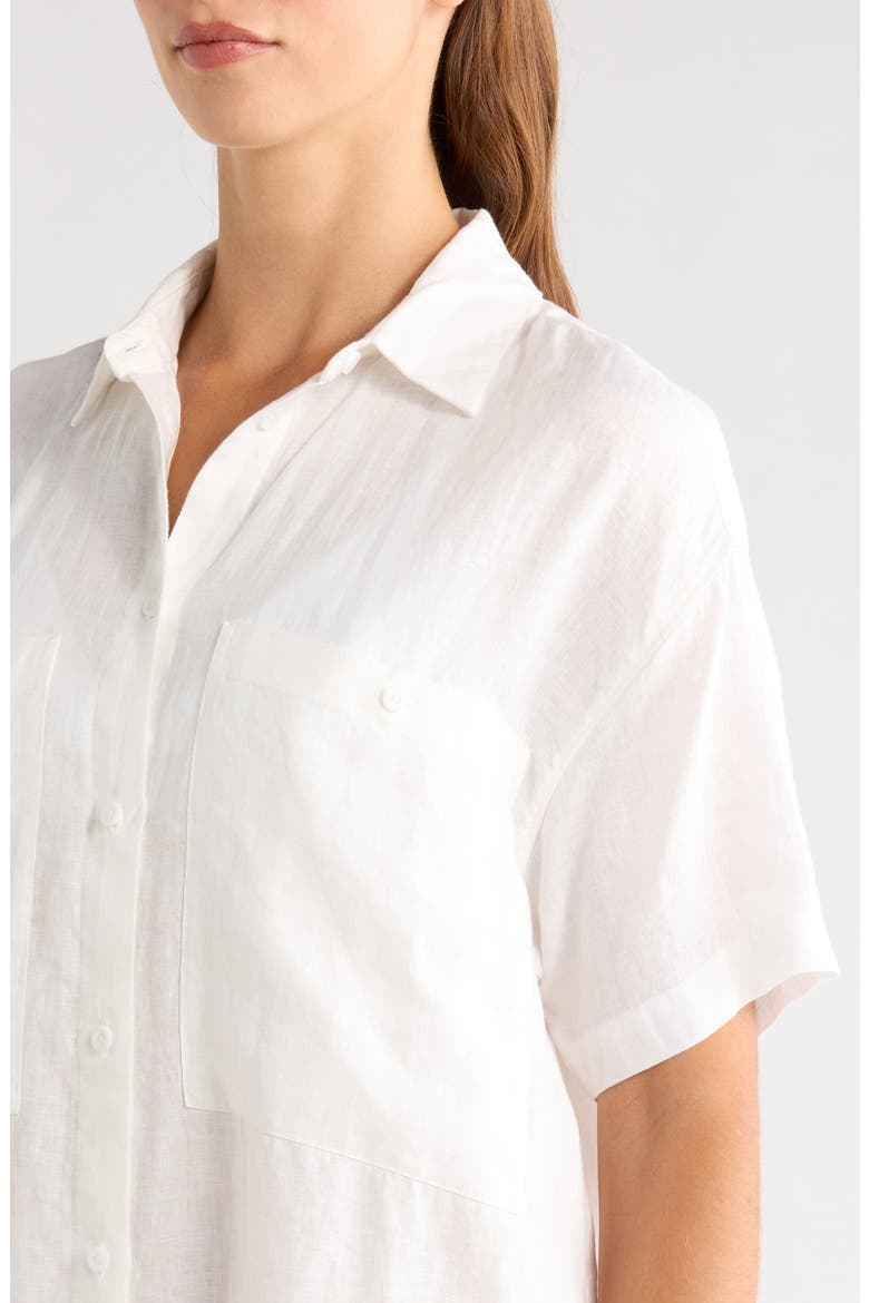Getaway Linen Shirt Dress Cover-Up, Alternate, color, COCONUT WHITE