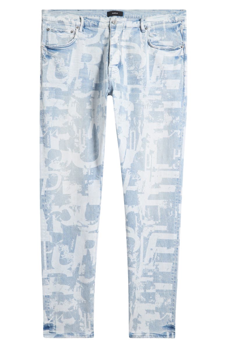 PURPLE BRAND Grunge Print Skinny Fit Stretch Jeans, Alternate, color, Light Indigo