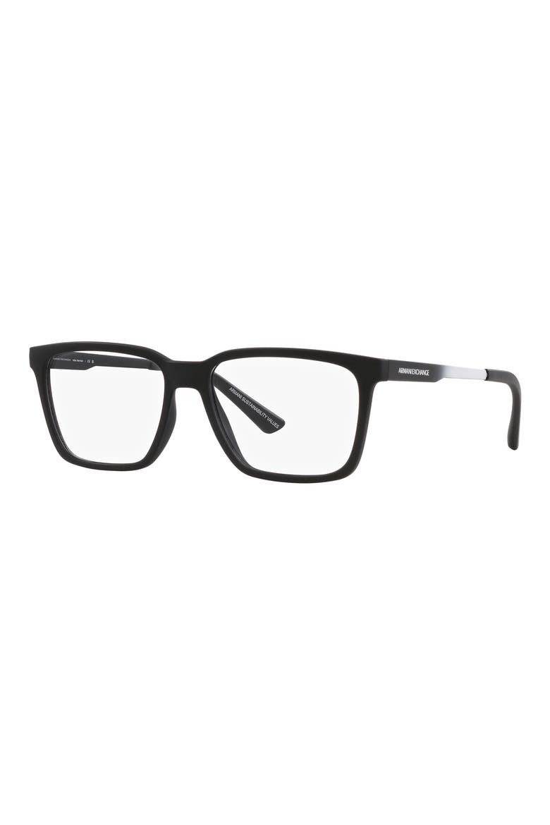 55mm Rectangular Optical Glasses, Alternate, color, MATTE BLACK