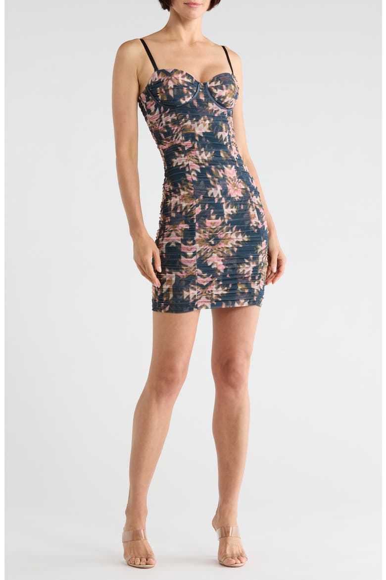 Bray Shirred Body-Con Minidress, Main, color, CHARCOAL MT GANADO PRINT