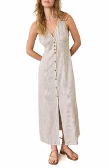 Marine Layer Camila Stripe Button Front Hemp Blend Maxi Dress