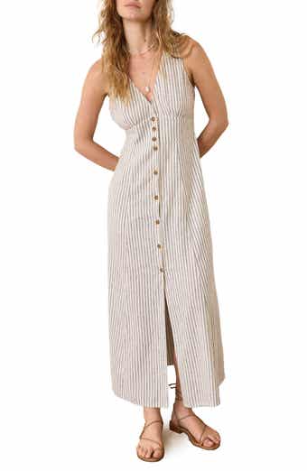 Marine Layer Camila Stripe Button Front Hemp Blend Maxi Dress