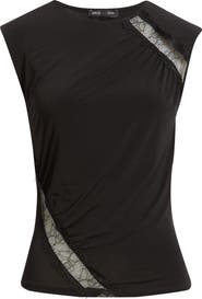 MANGO Cindy Lace Panel Ruched Top