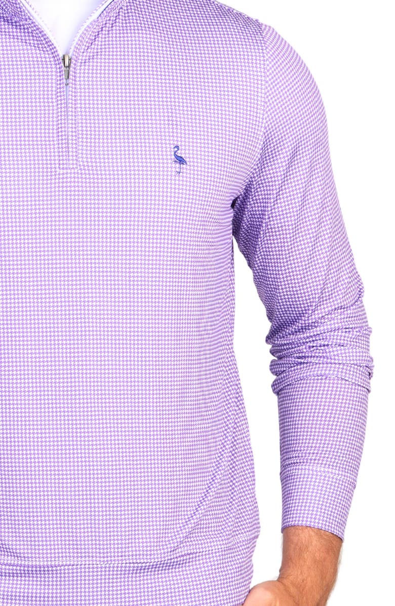 TailorByrd Houndstooth Print Quarter Zip Performance Pullover, Alternate, color, Purple