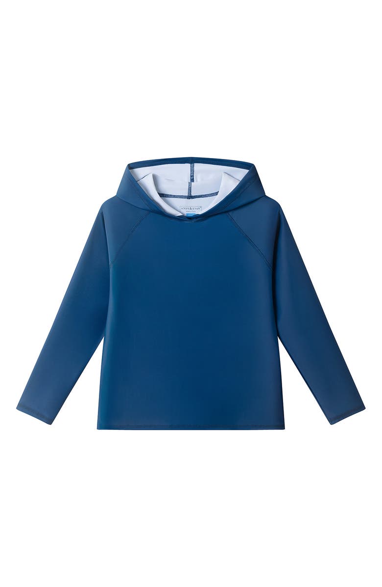 Andy & Evan Kids' Hooded Rashguard Top, Main, color, Navy
