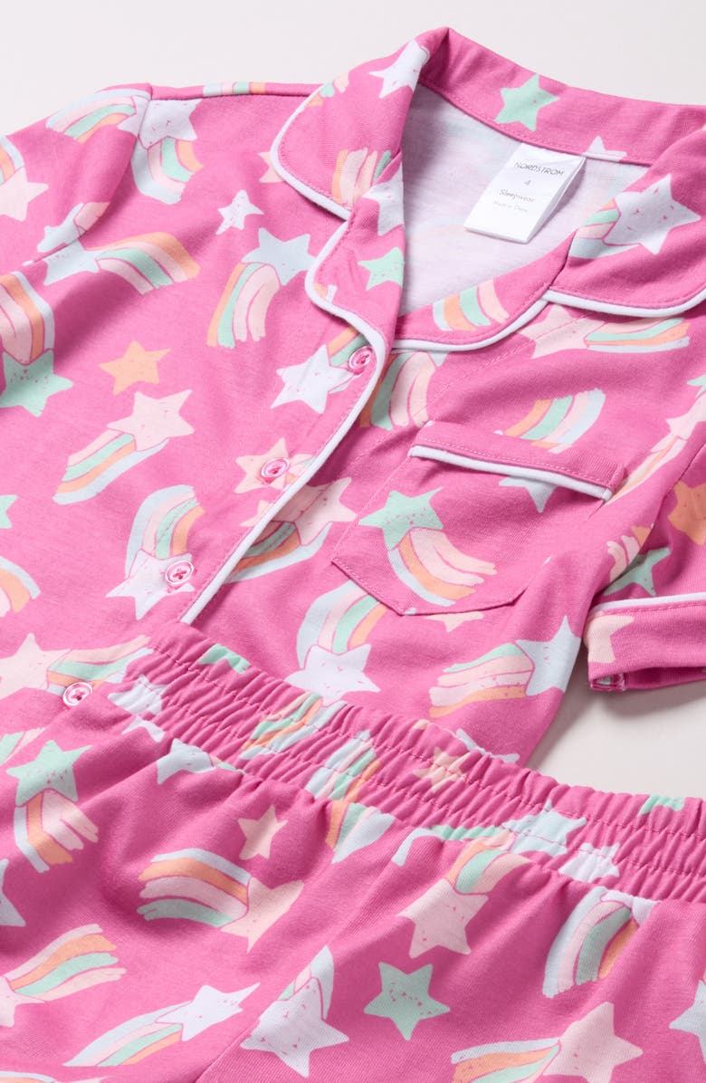 Nordstrom Kids' Print Two-Piece Short Pajamas, Alternate, color, Pink Starry Shine