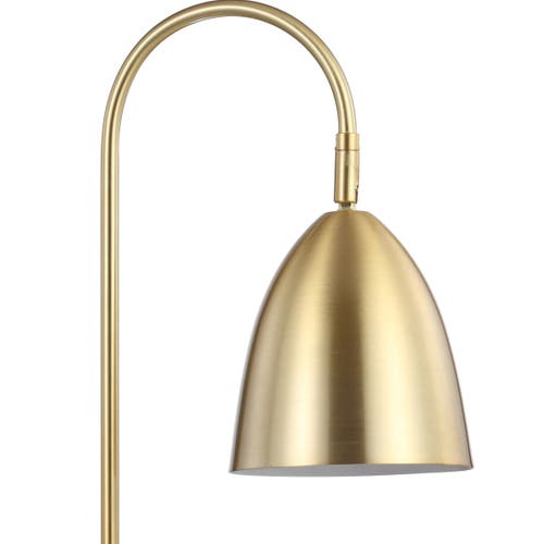 Jonathan Y Ana 26" Gold Arched Metal With Marble Base Led Table Lamp, Brass Gold/white In Brass Gold/white