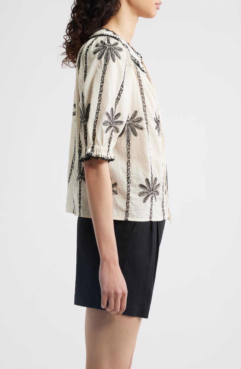 Rails Belina Embroidered Elbow Sleeve Top, Alternate, color, Embroidered Palms