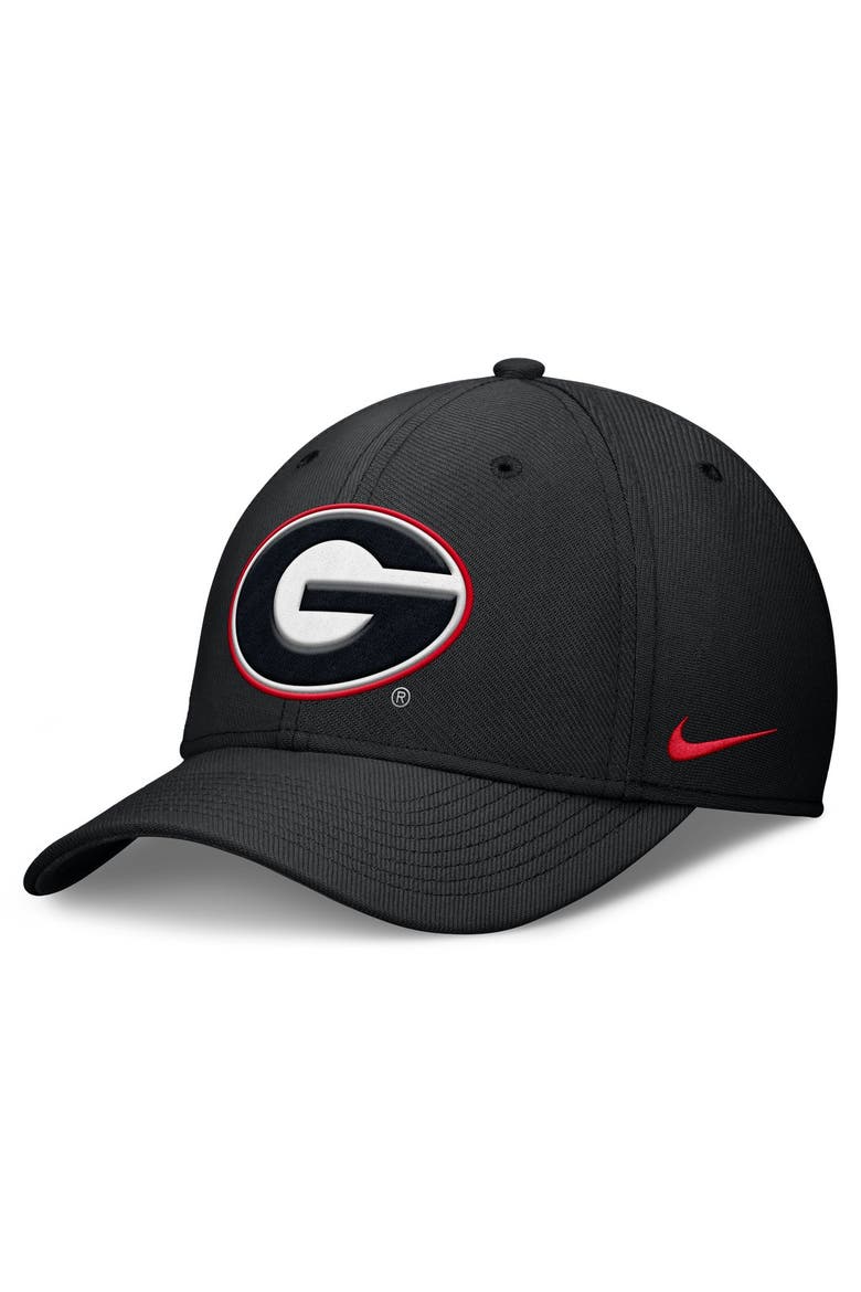 Men's Nike Black Georgia Bulldogs Rise SwooshFlex Dri-FIT Hat, Main, color, Black