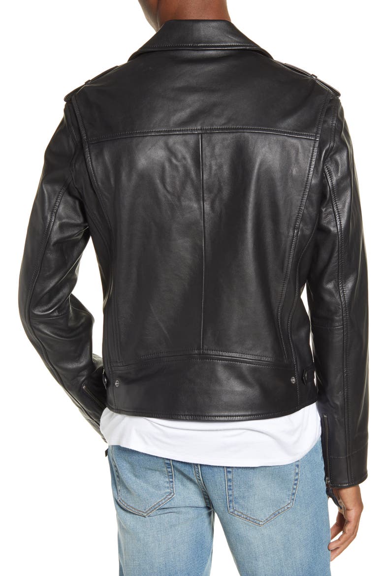 x Alex Costa Leather Moto Jacket, Alternate, color, BLACK ROCK