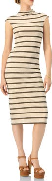 IVONNE Striped Jersey Midi Dress