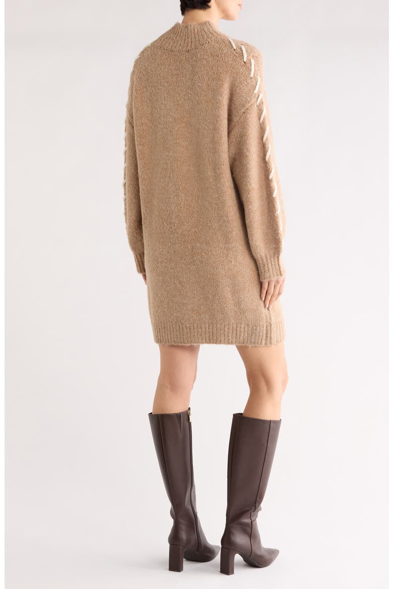 Mock Neck Long Sleeve Sweater Dress, Alternate, color, MOCHA-WHITE