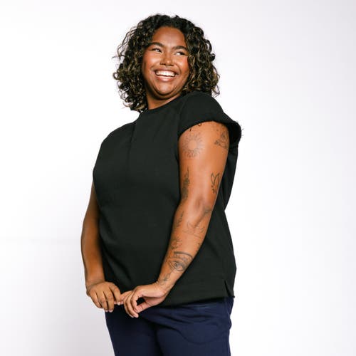 Tomboyx French Terry Cut Off Crew In Black