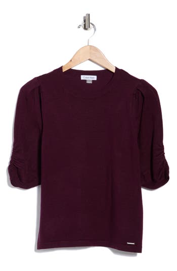 Calvin Klein Elbow-length Sleeve Sweater In Burgundy