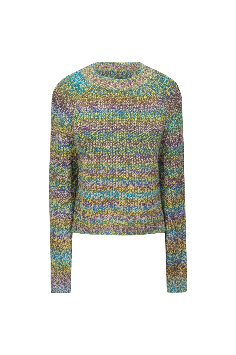 Full Needle Multi Stripe Knit Sweater, Main, color, Black/Plum