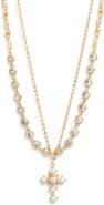 Chelsea28 Demi Fine Frontal Stone Necklace 
Faux Pearl Cross Pendant Necklace