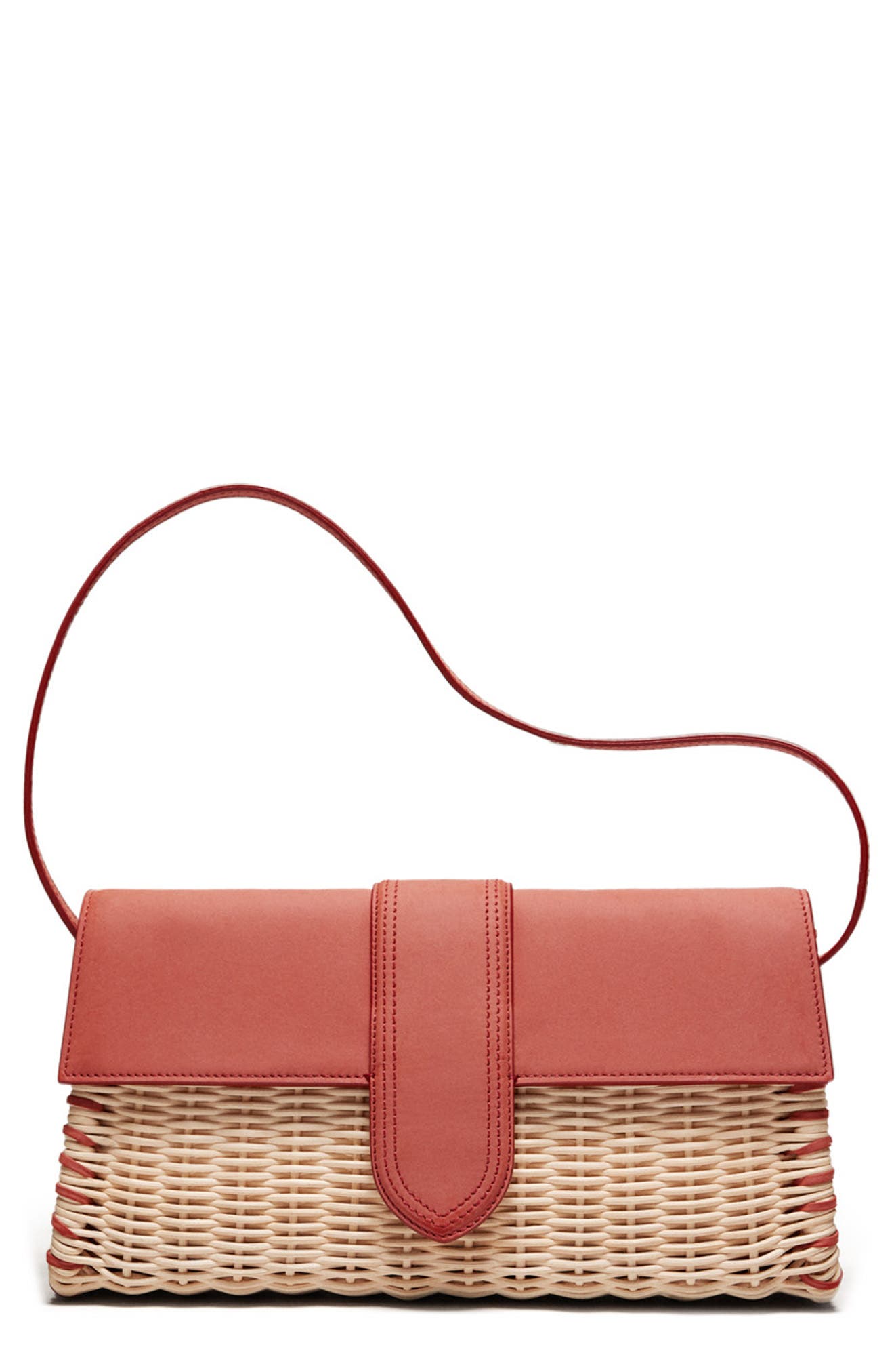 Jacquemus Long Le Bambino Woven Wicker Shoulder Bag, Main, color, 