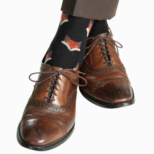 Trafalgar What Did The Fox Say Mid-calf Mercerized Cotton Novelty Socks