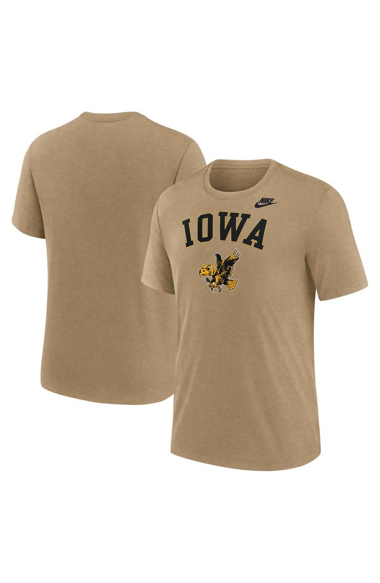 Nike Men's Nike Heather Light Brown Iowa Hawkeyes Legacy Arch Tri-Blend T-Shirt, Alternate, color, 