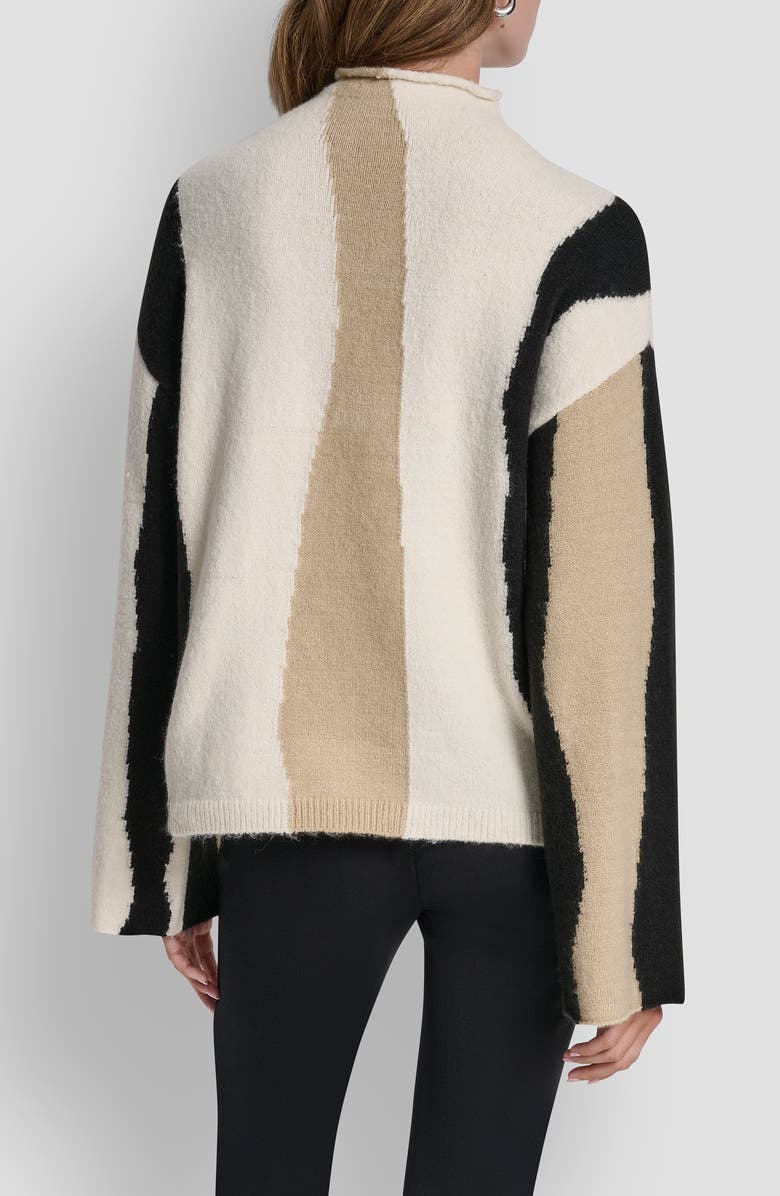 DKNY Stripe Roll Neck Sweater, Alternate, color, Ecru Multi