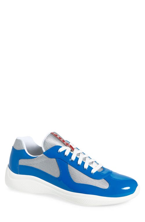 Shop Prada America's Cup Vernice Bike Low Top Sneaker In Cina/argento