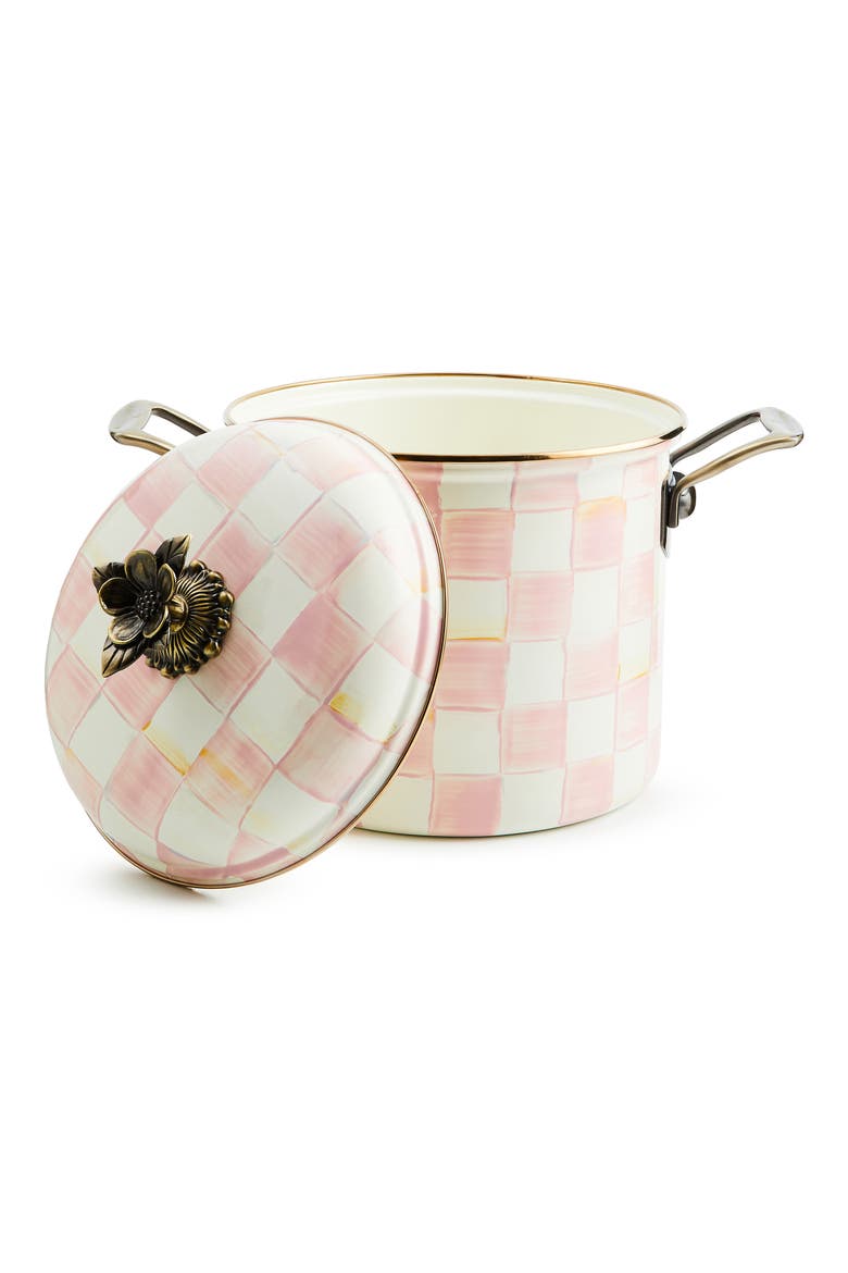 Rosy Check Enameled Steel 7-Quart Stock Pot, Alternate, color, ROSY