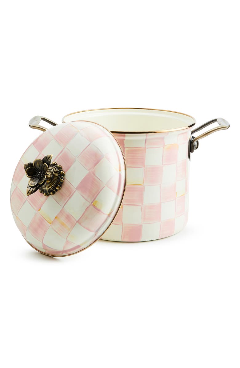 MACKENZIE CHILDS Rosy Check Enameled Steel 7-Quart Stock Pot, Alternate, color, Rosy