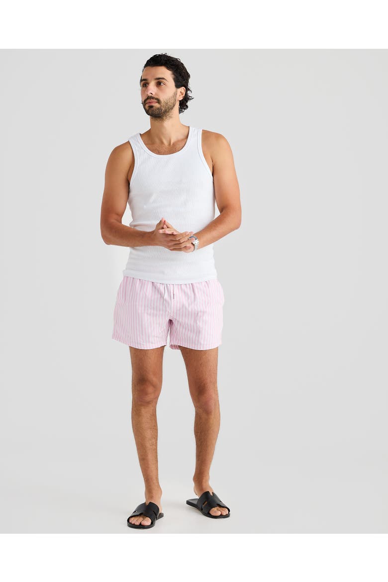 Hvar Stretch Swim Short, Alternate, color, Pink Pin Stripe