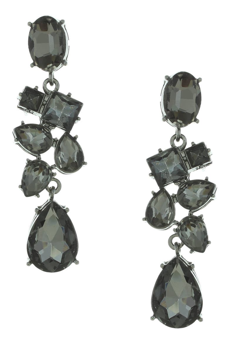 Corrinne Crystal Statement Earrings, Main, color, GUNMETAL / GRAY