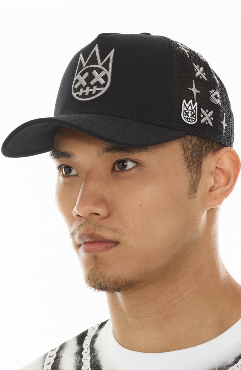 Cult of Individuality Shimuchan Logo Embroidered Trucker Hat, Alternate, color, Black
