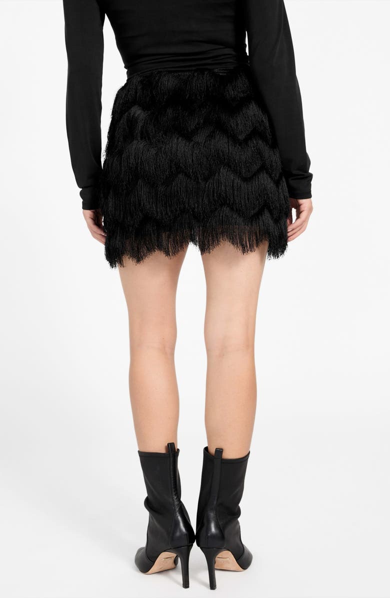 GUESS Alyna Fringe Miniskirt, Alternate, color, Black-Black
