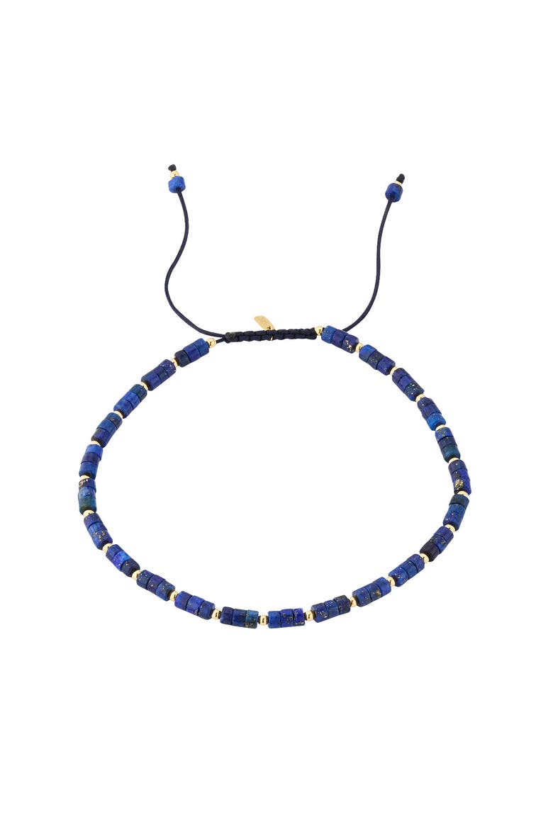 18K Gold Lapis Beaded Bracelet, Alternate, color, BLUE
